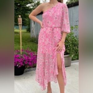 Taylor Pink Floral One-Shoulder Dress